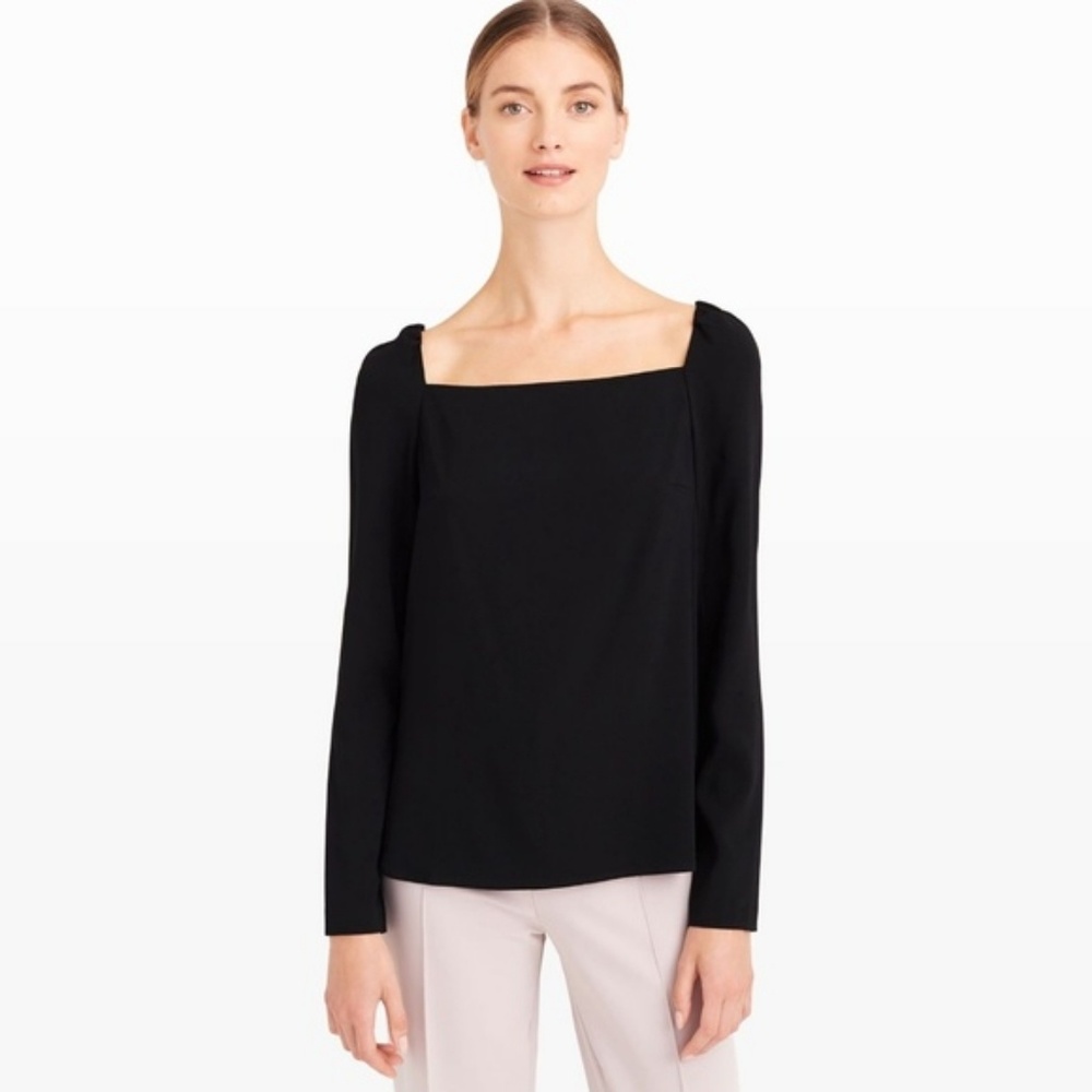 Club Monaco Shineade Black Square Neck Blouse